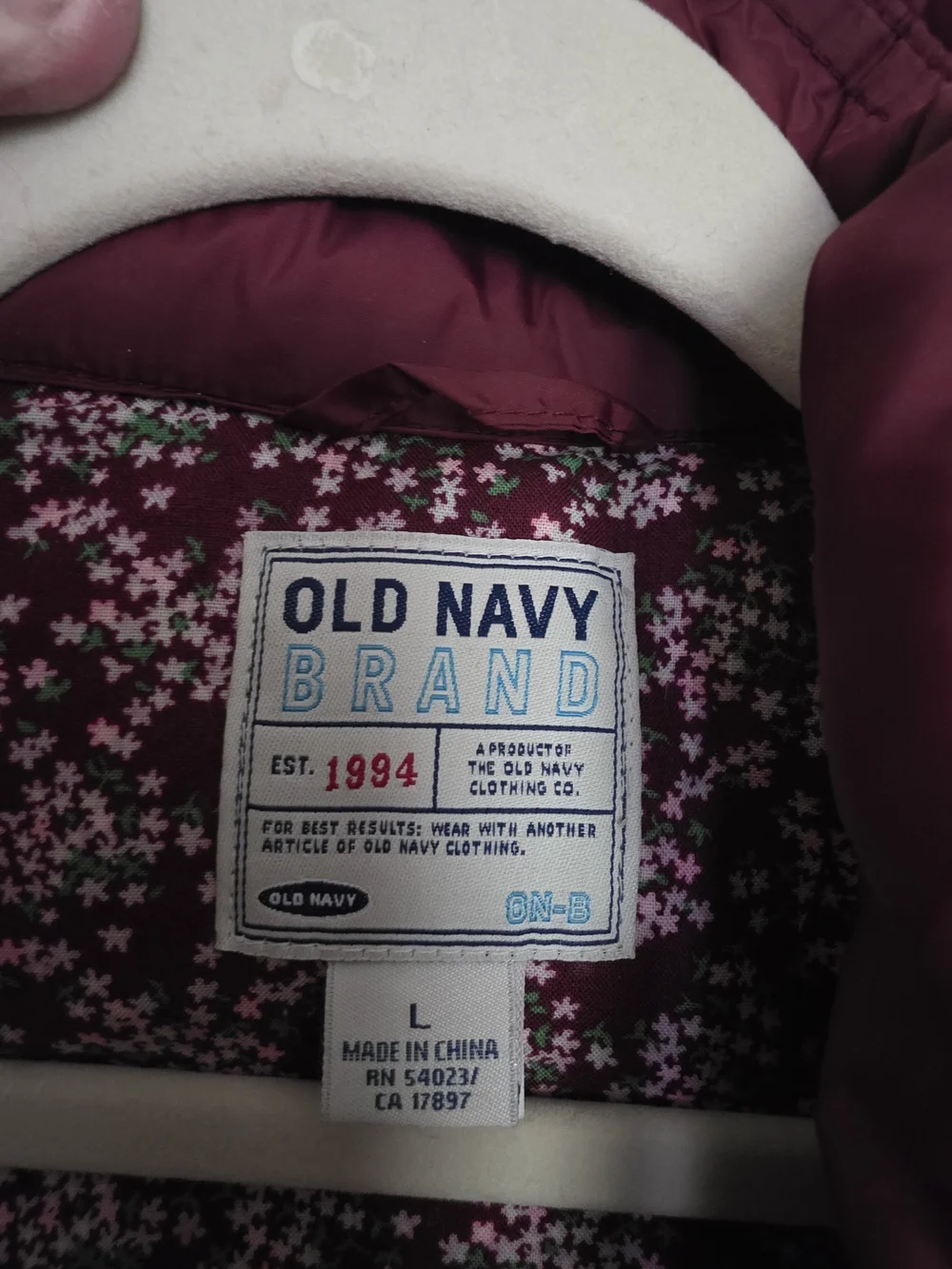 Old Navy Girls Burgundy & Pink Colorblock Puffer Vest